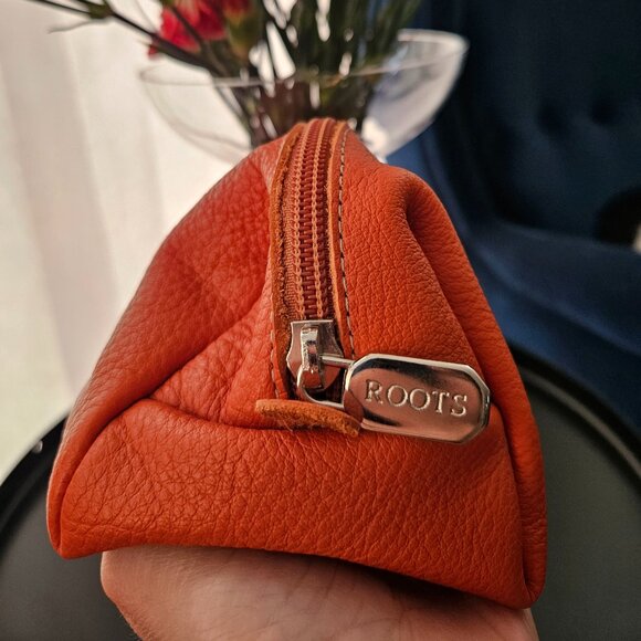 Roots Leather Cosmetic Case in Orange - Picture 3 of 7